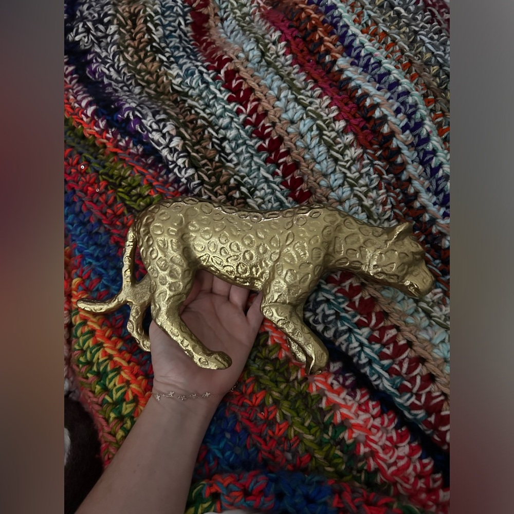 GOLD eclectic glamorous prowling cheetah art/statue